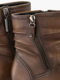 Medicus Enkellaarzen & Boots-Donkerbruine Leren Comfort Enkellaars Hak
