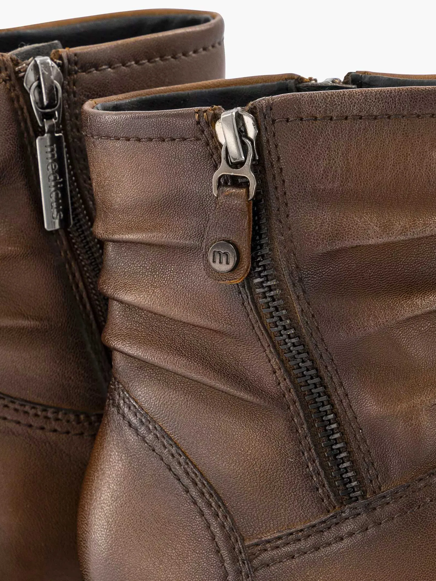 Medicus Enkellaarzen & Boots-Donkerbruine Leren Comfort Enkellaars Hak