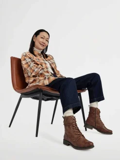 Easy Street Enkellaarzen & Boots-Donkerbruine Veterboot