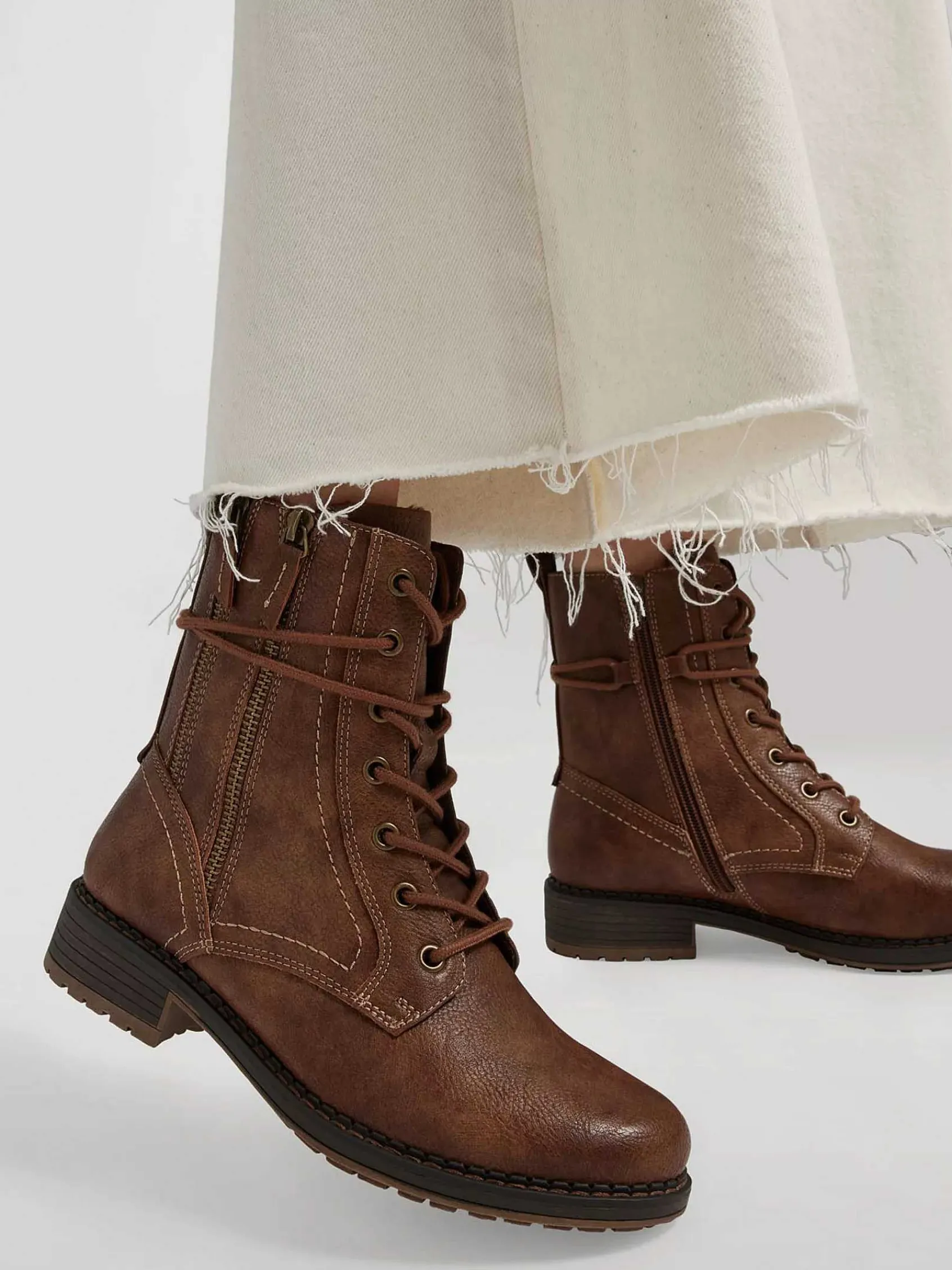 Easy Street Enkellaarzen & Boots-Donkerbruine Veterboot