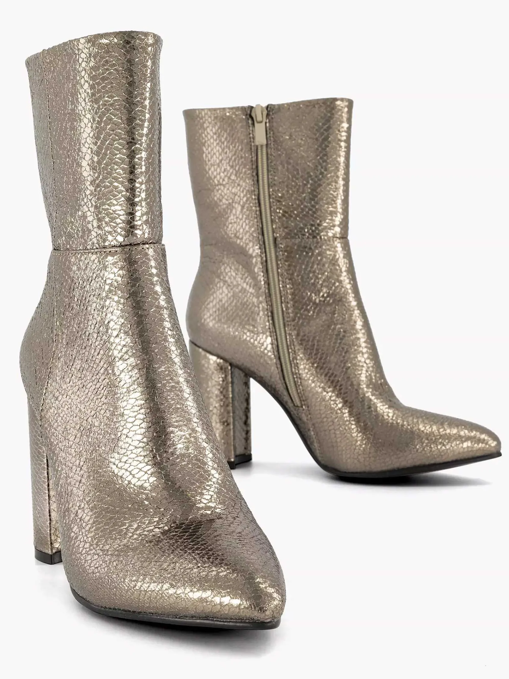Oxmox Enkellaarzen & Boots-Gouden Enkellaars Slangenprint