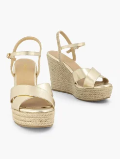 Graceland Sandalen-Gouden Espadrille Sleehak