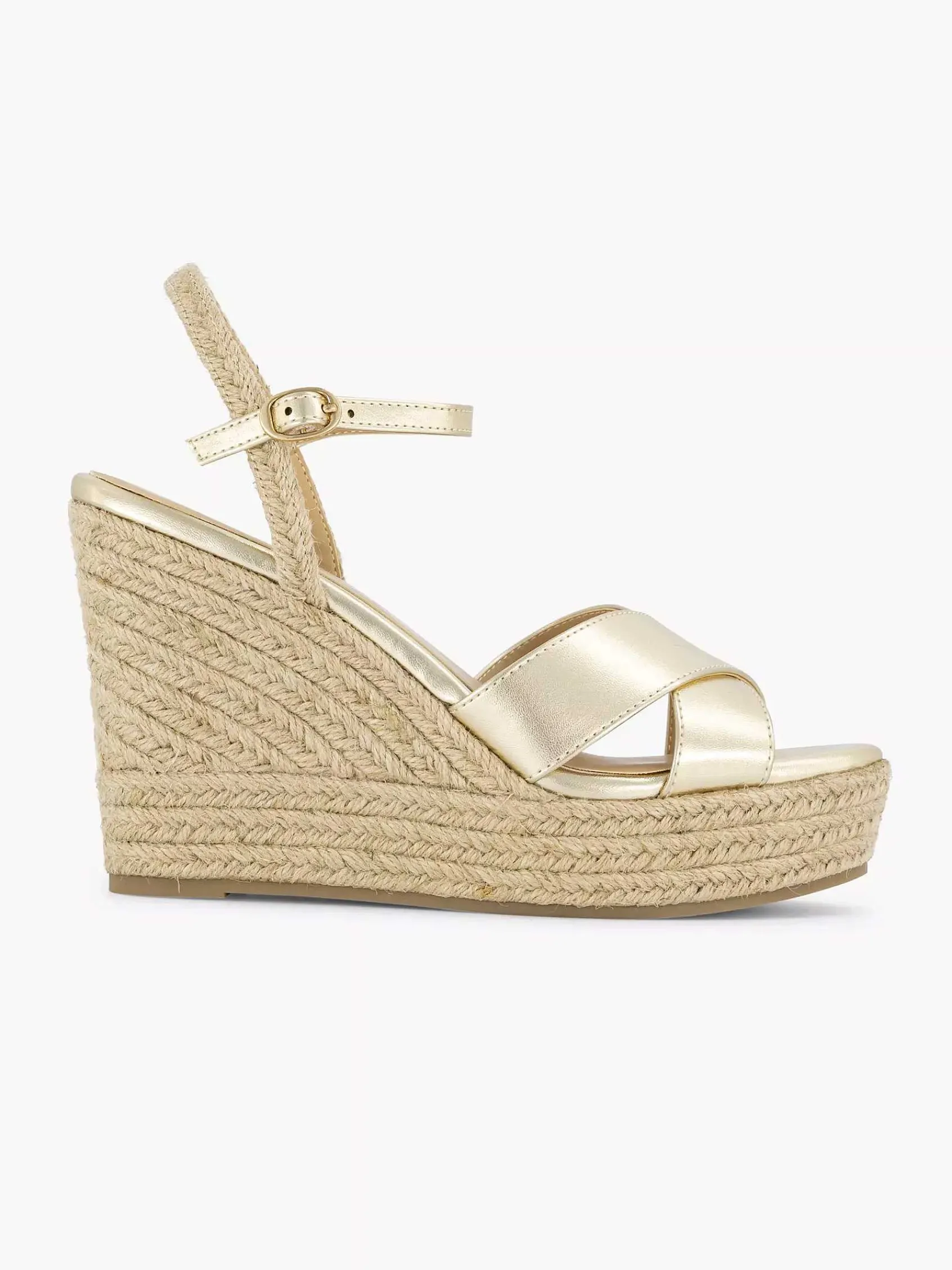 Graceland Sandalen-Gouden Espadrille Sleehak