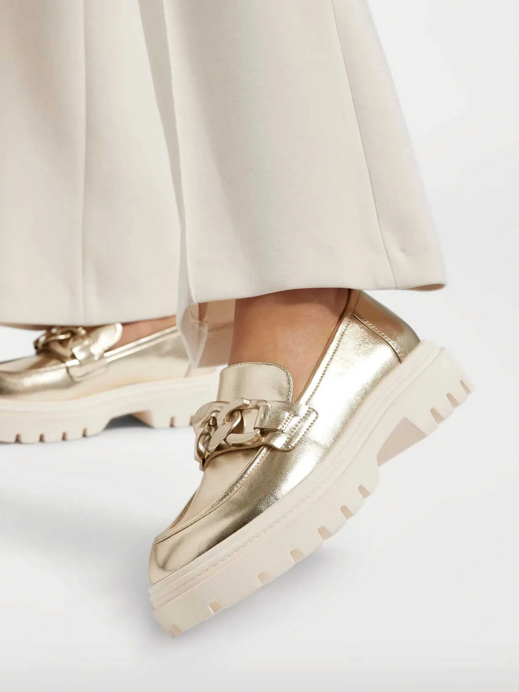 Oxmox Instappers-Gouden Metallic Chunky Loafer