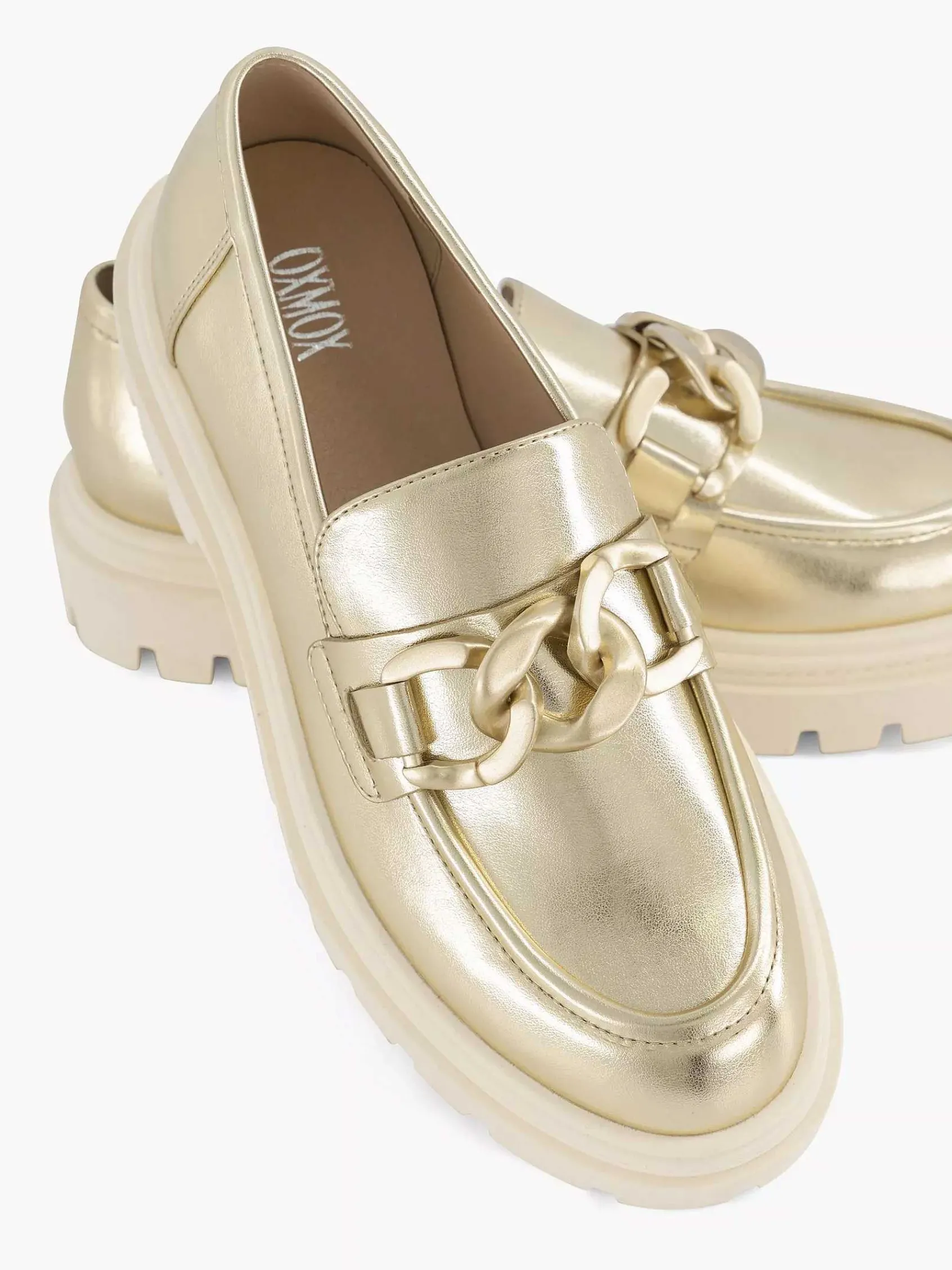 Oxmox Instappers-Gouden Metallic Chunky Loafer