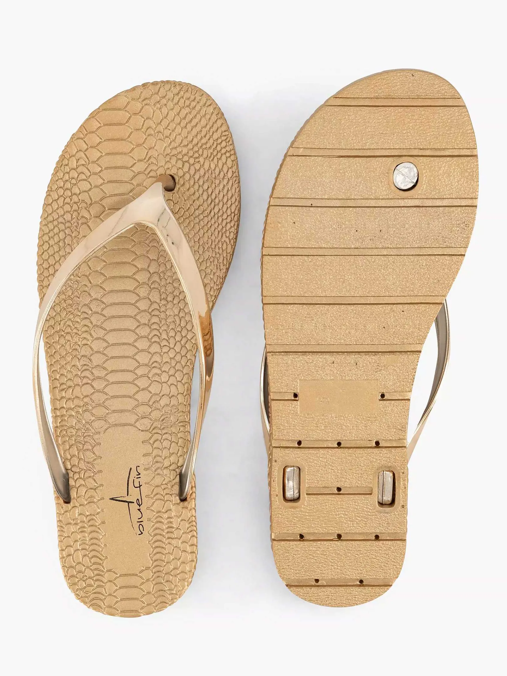 Blue Fin Slippers-Gouden Teenslipper