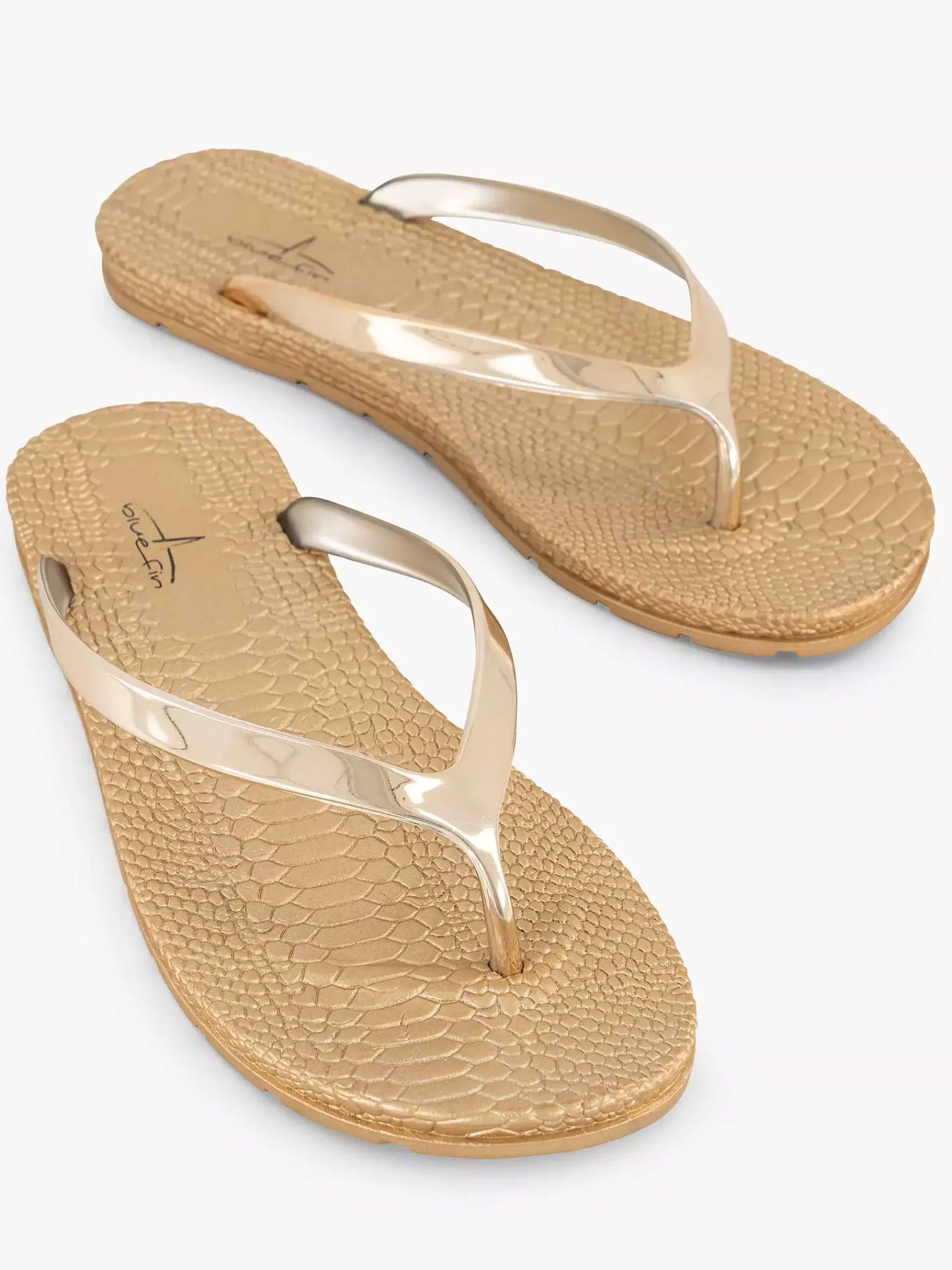 Blue Fin Slippers-Gouden Teenslipper
