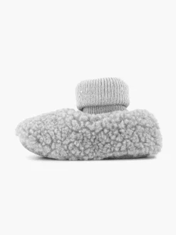 vanHaren Jongensschoenen-Grijze Pantoffel Teddy