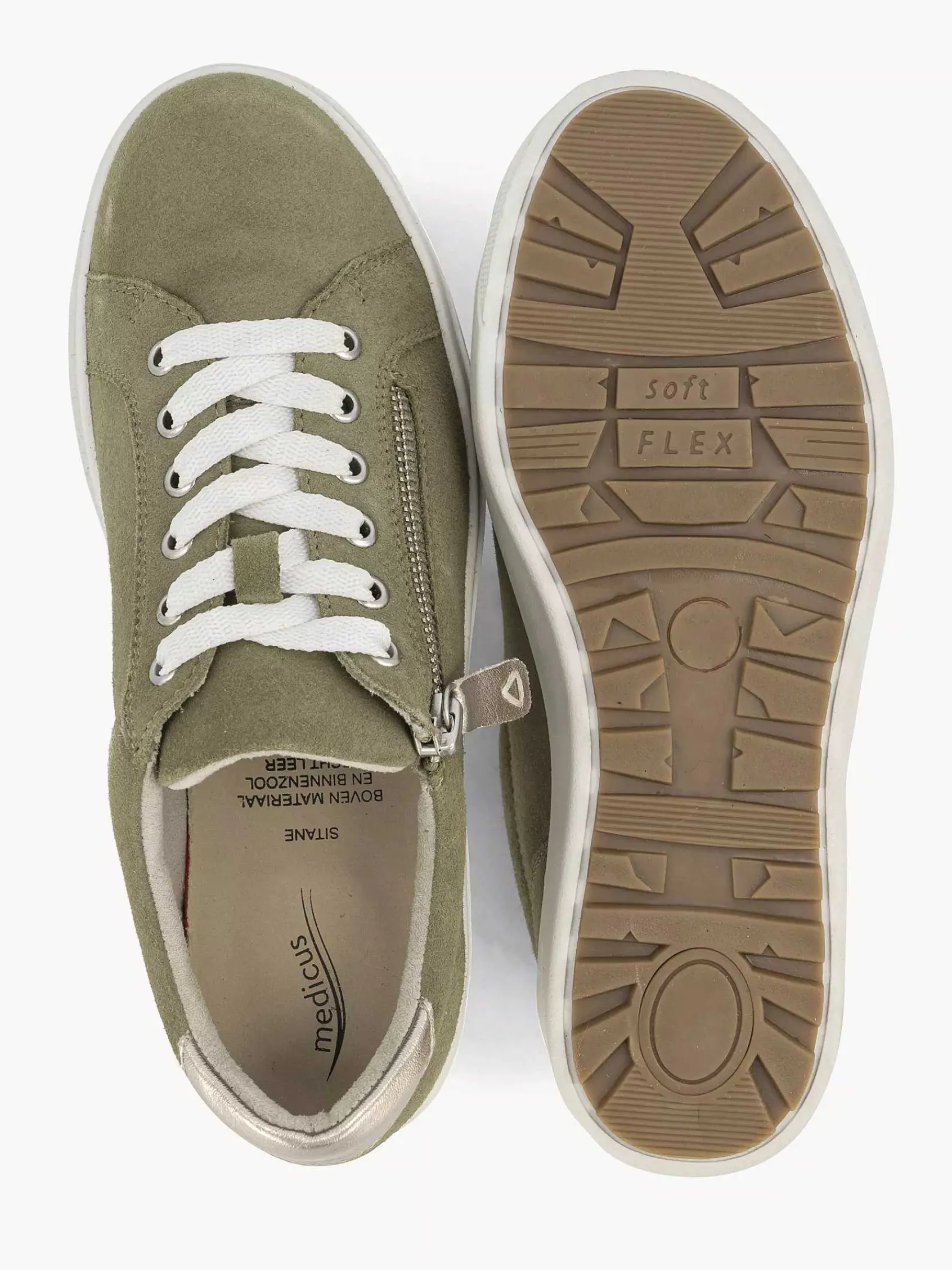 Medicus Comfort Schoenen-Groene Leren Comfort Sneaker