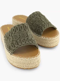 Graceland Slippers-Khaki Platform Slipper