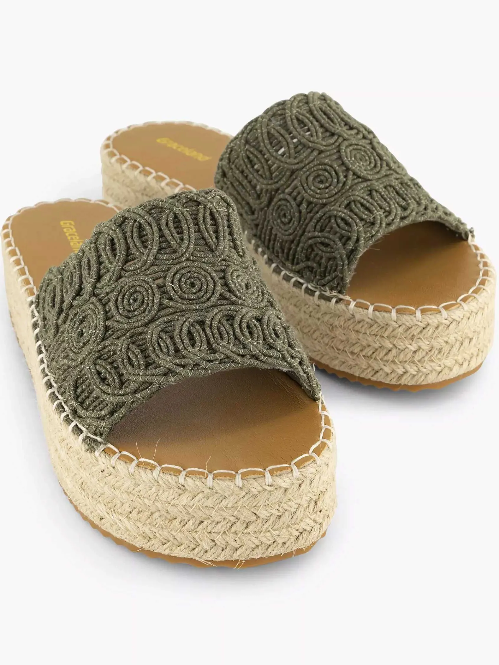 Graceland Slippers-Khaki Platform Slipper
