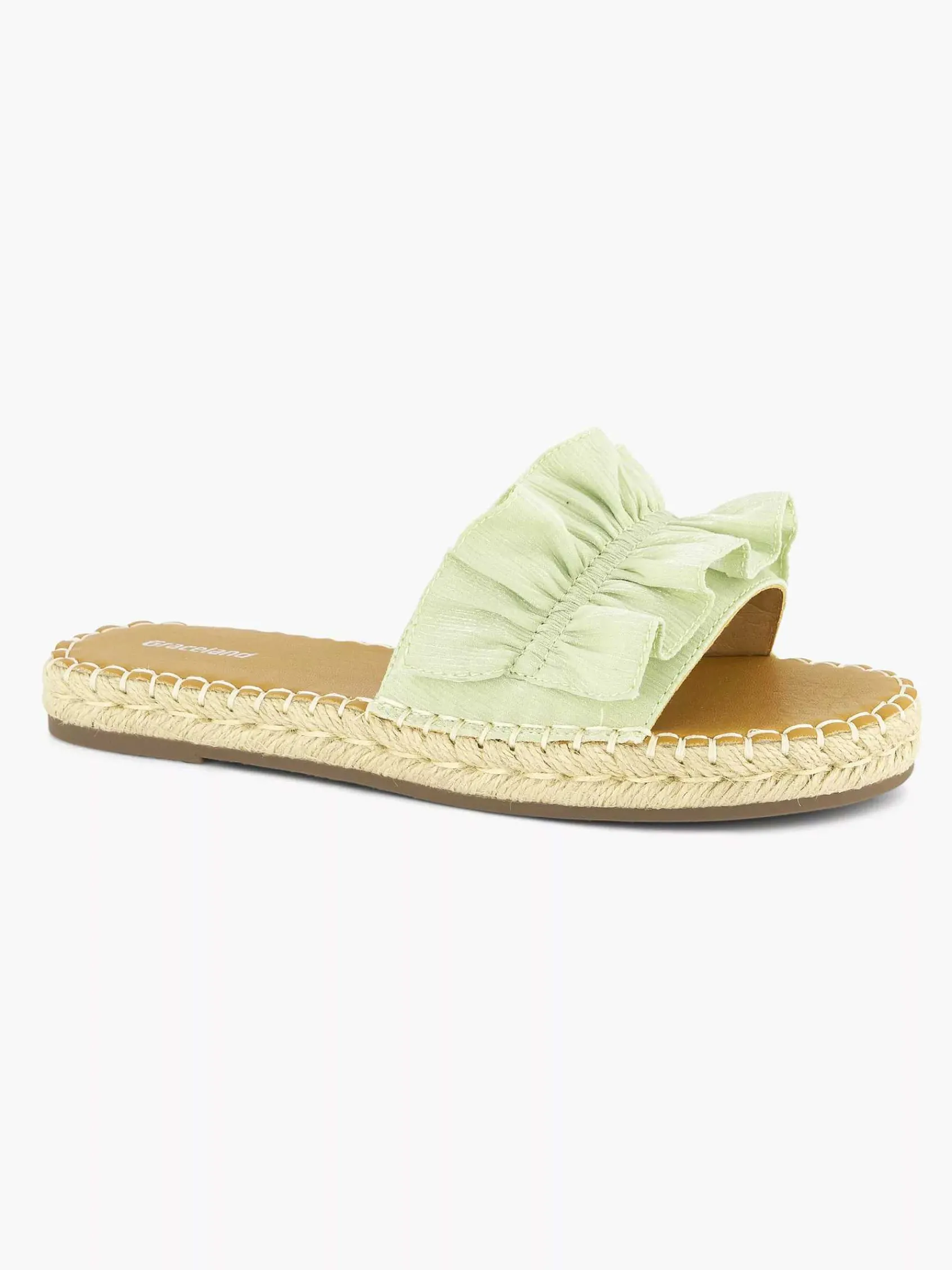 Graceland Slippers-Lichtgroene Slipper Roesjes
