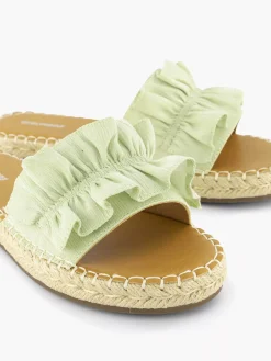 Graceland Slippers-Lichtgroene Slipper Roesjes