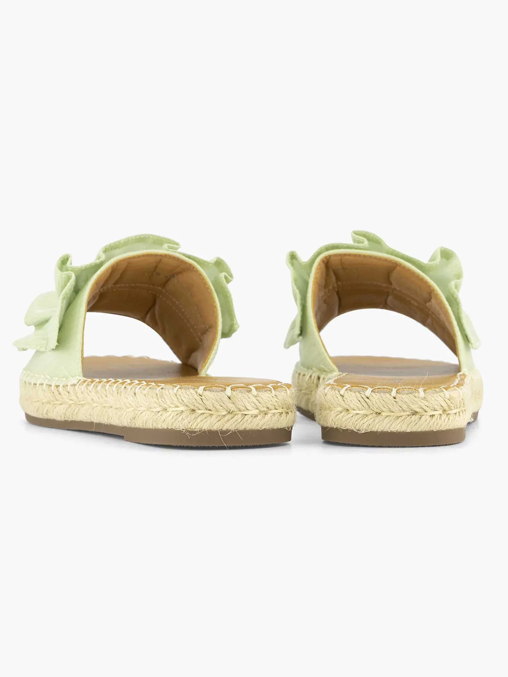 Graceland Slippers-Lichtgroene Slipper Roesjes