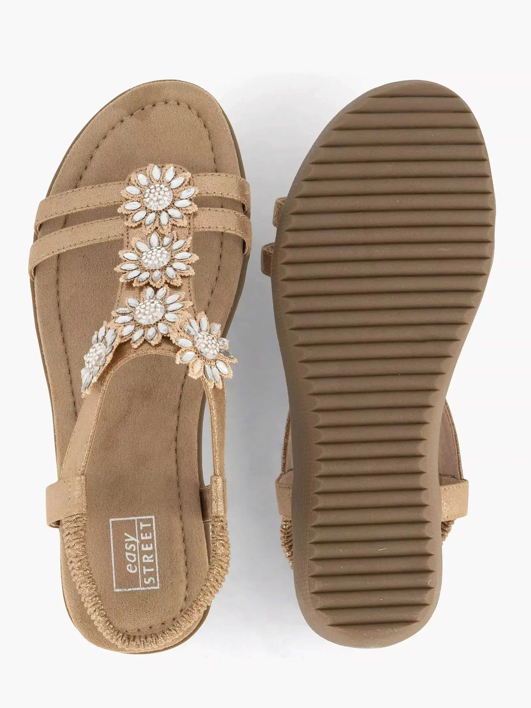 Easy Street Comfort Schoenen-Rosegouden Comfort Sandaal Steentjes