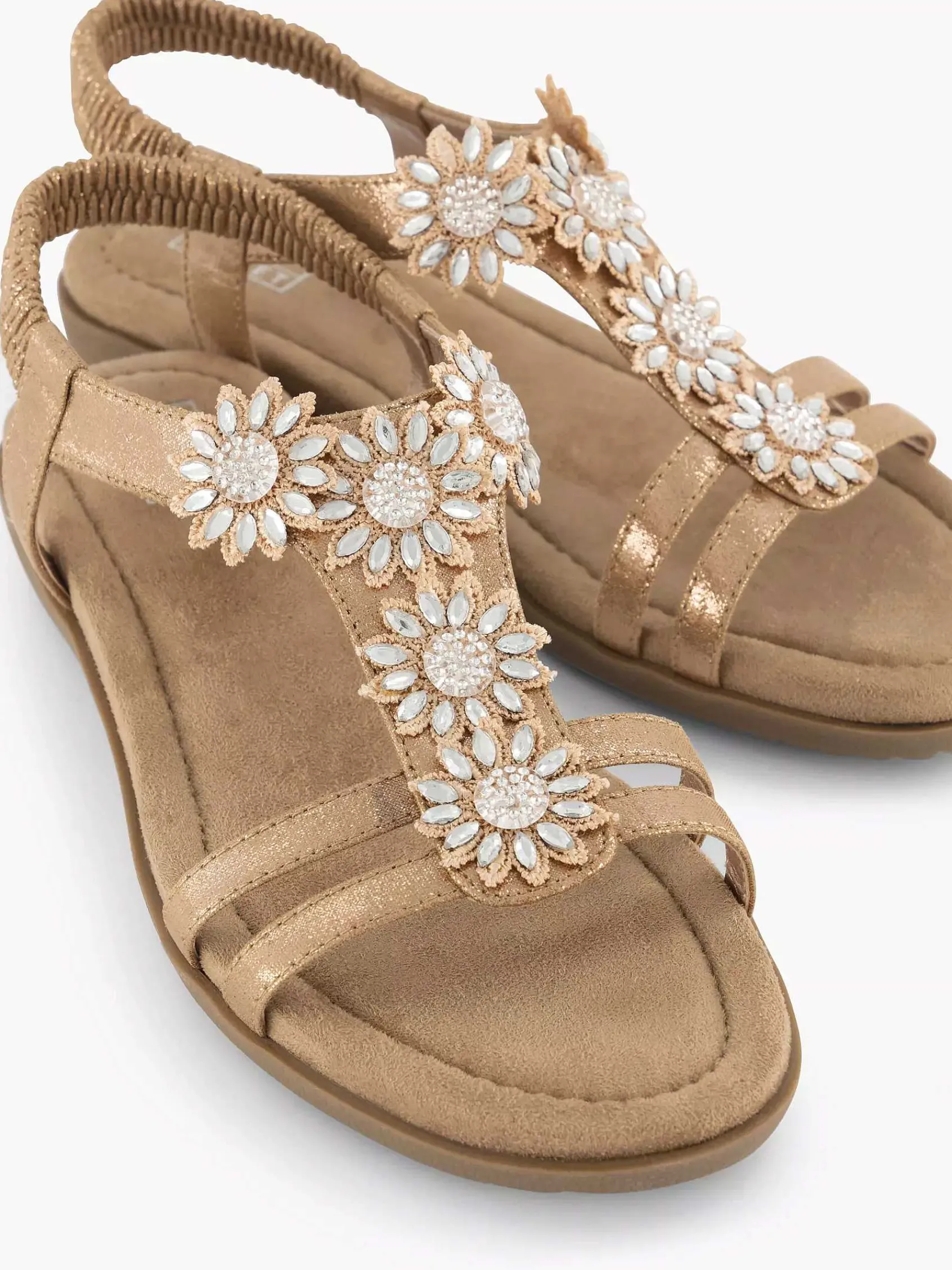 Easy Street Comfort Schoenen-Rosegouden Comfort Sandaal Steentjes