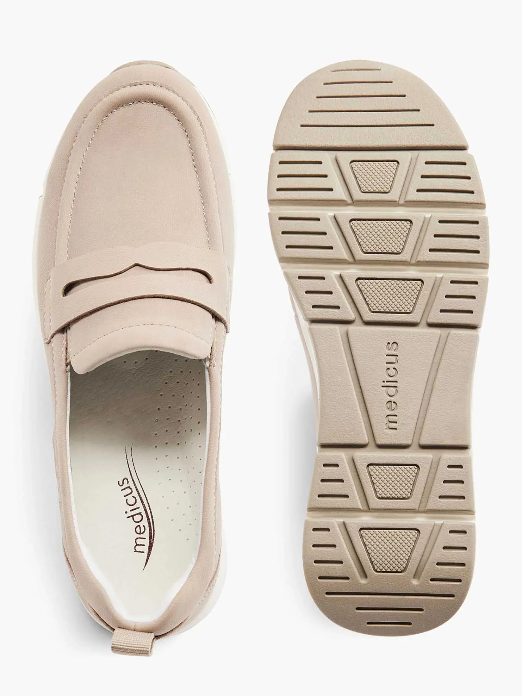 Medicus Comfort Schoenen-Taupe Leren Comfort Instapper