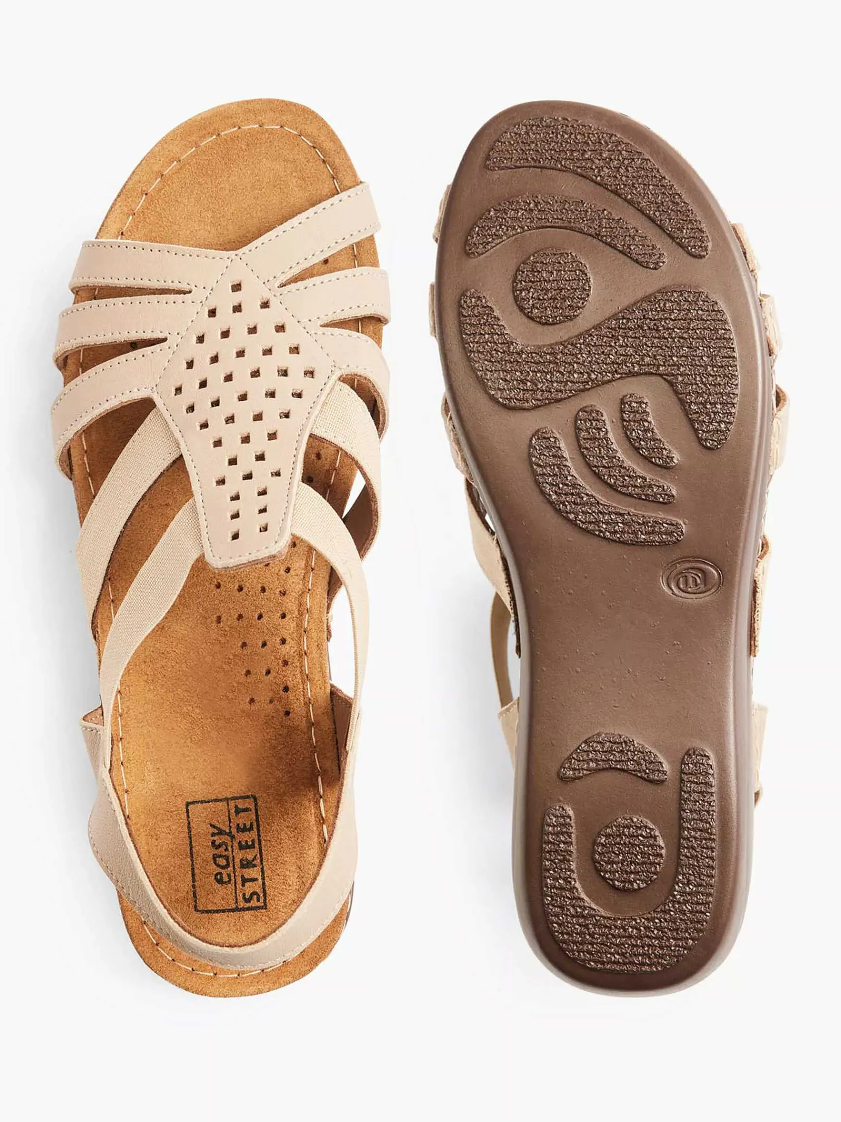 Easy Street Comfort Schoenen-Taupe Leren Sandaal