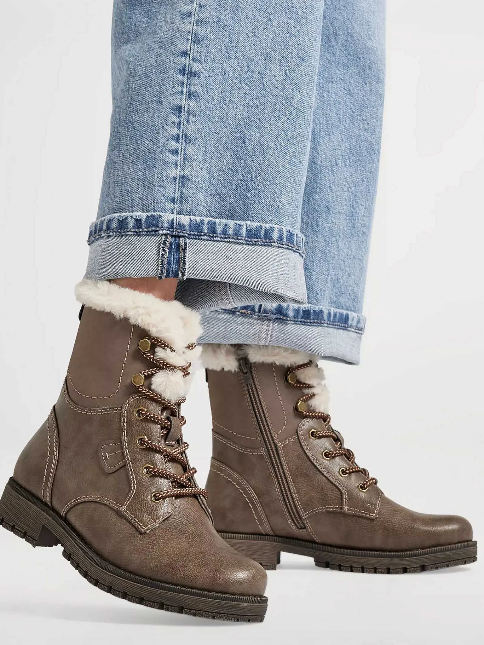 Easy Street Enkellaarzen & Boots-Taupe Veterboot