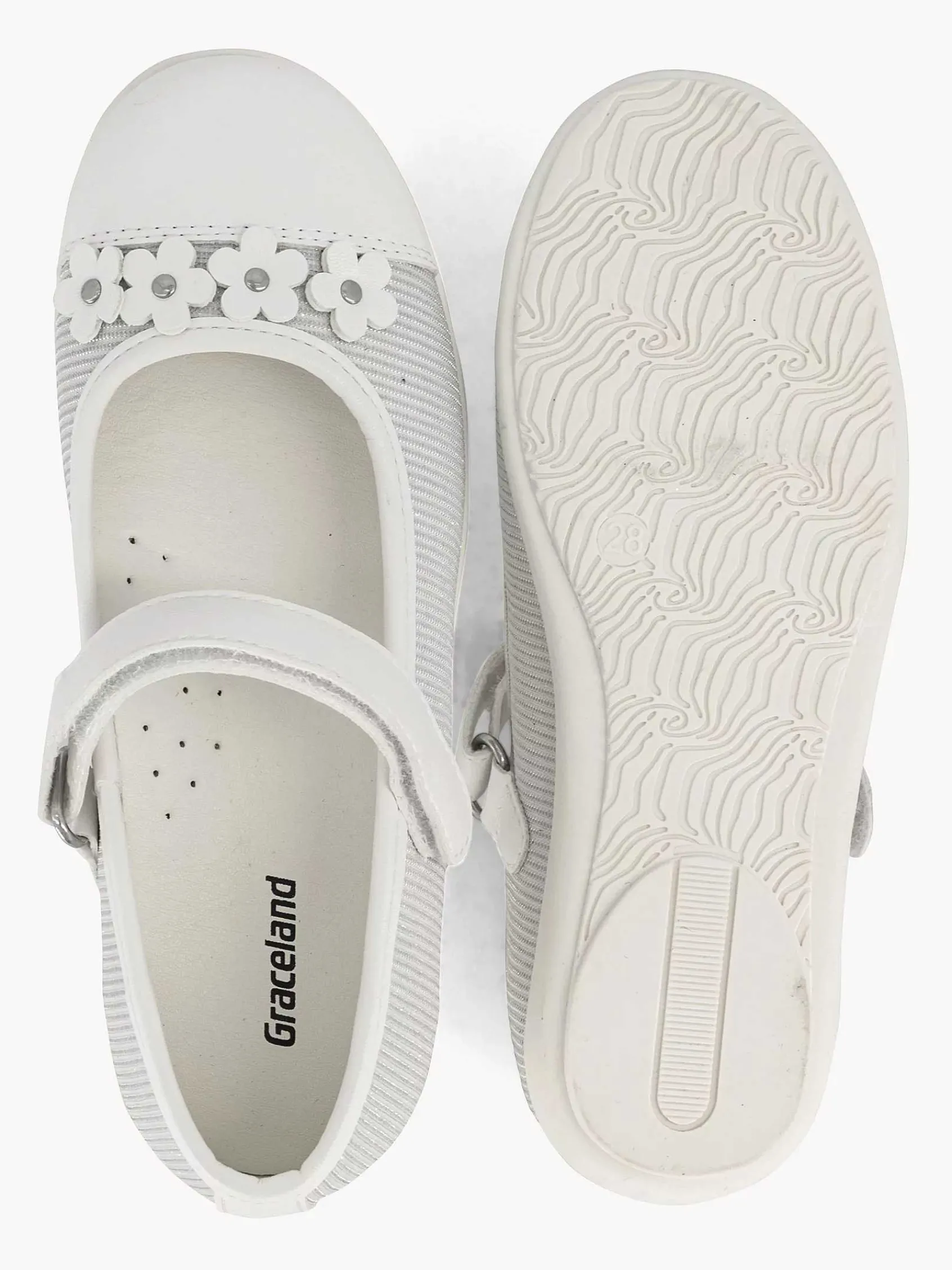 Graceland Babyschoenen-Witte Ballerina Bloemen