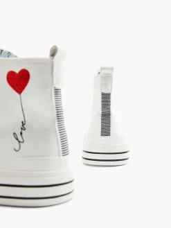 Graceland Sneakers-Witte Hoge Canvas Sneaker Hartje