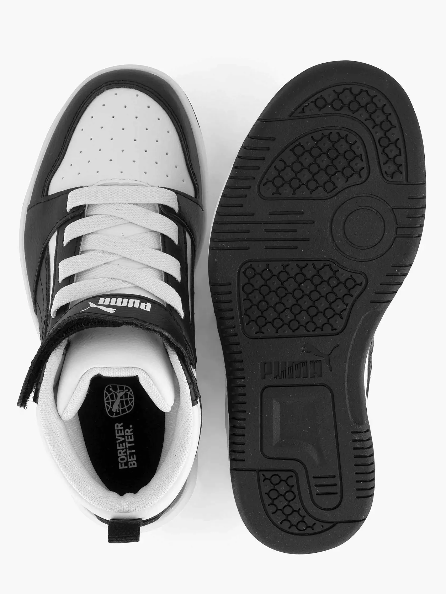 Puma Jongensschoenen-Witte Rebound V6 Mid Ac+ Ps