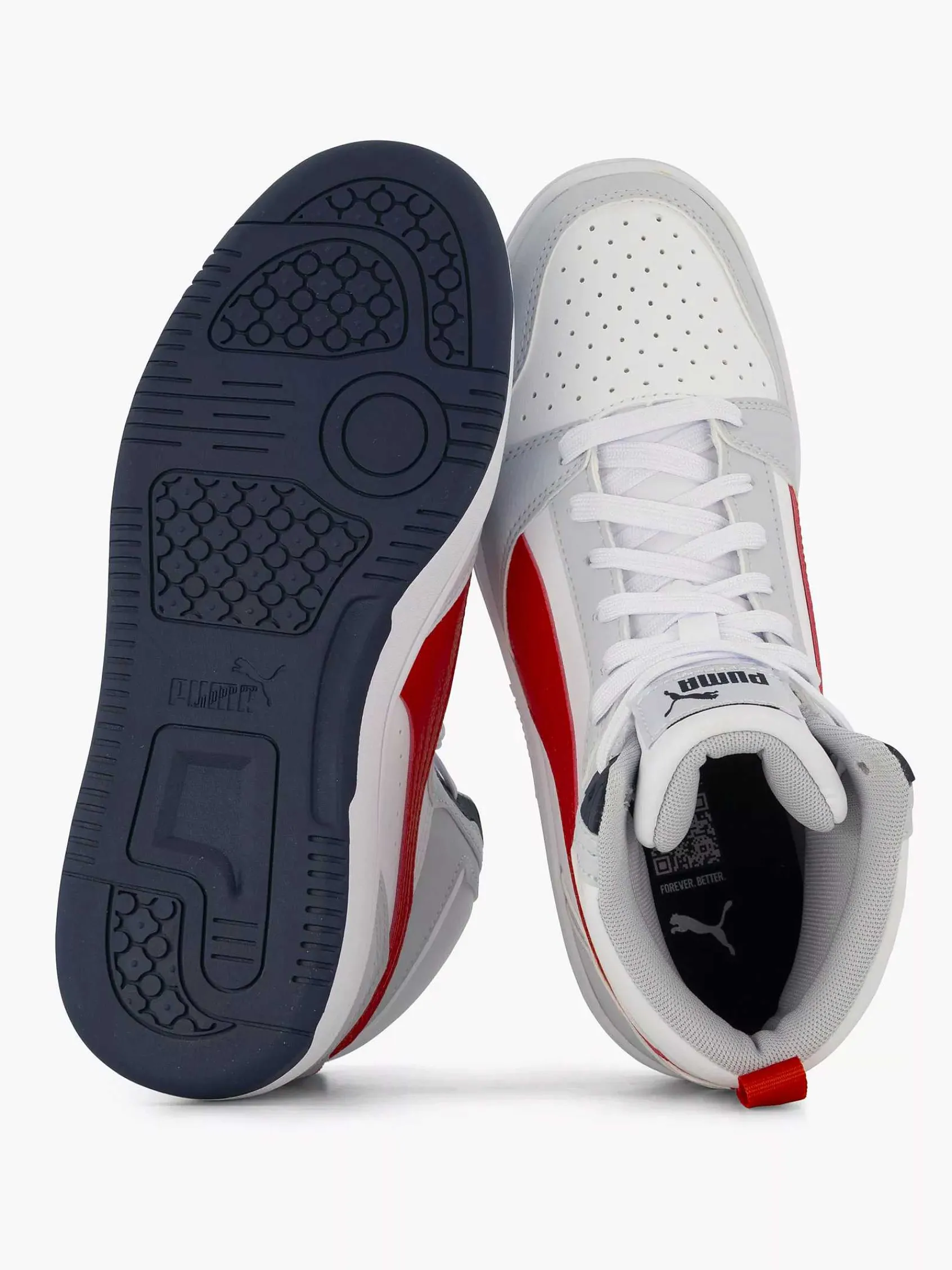 Puma Jongensschoenen-Witte Rebound V6 Mid Jr