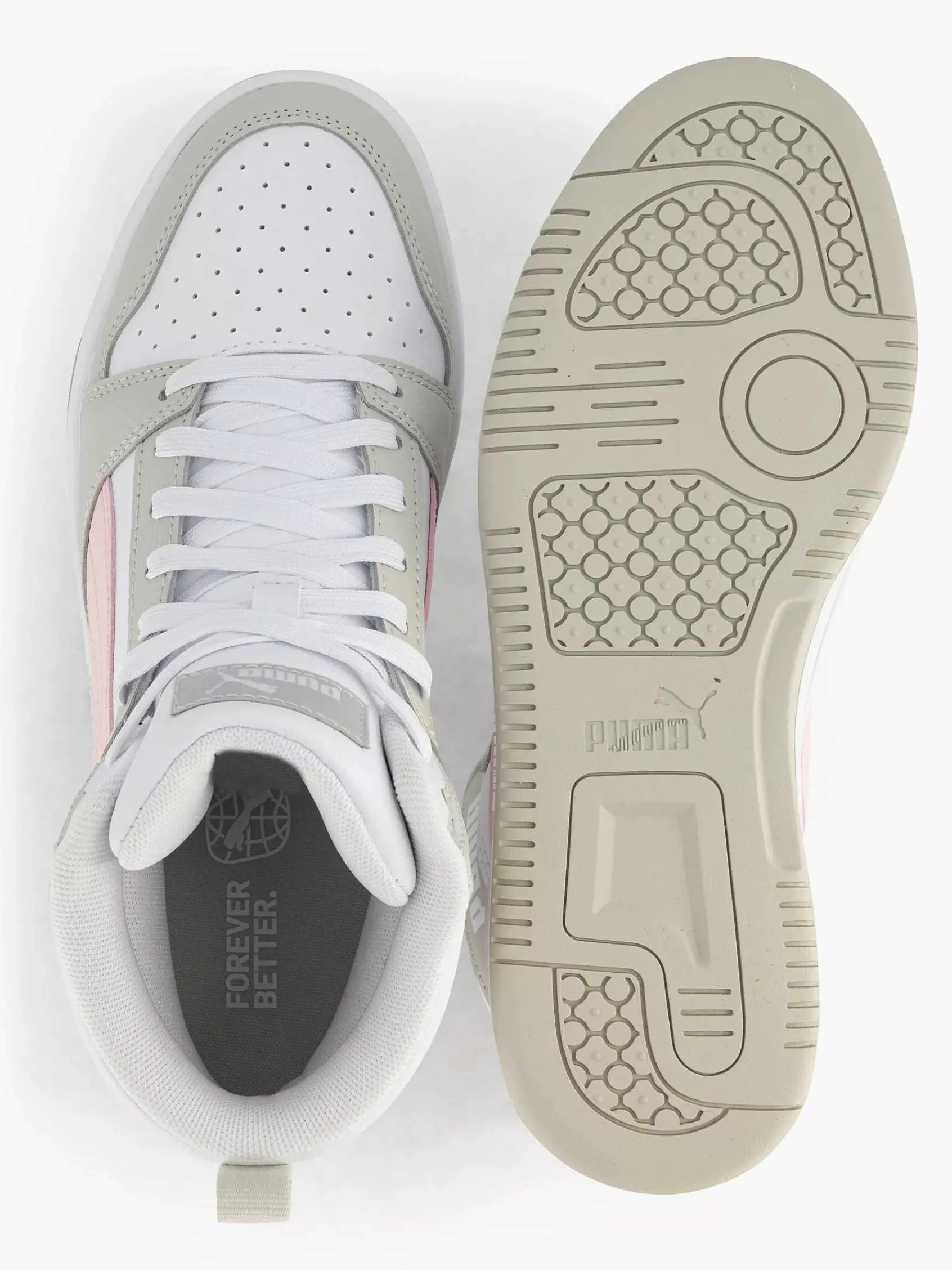 Puma Sneakers-Witte Rebound V6 Mid Jr