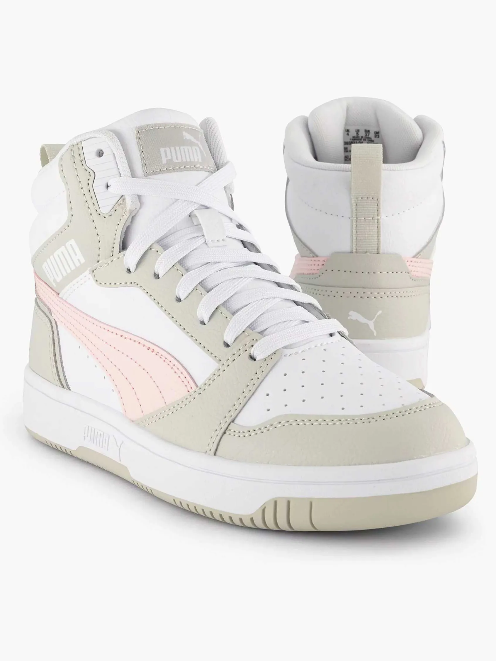 Puma Sneakers-Witte Rebound V6 Mid Jr