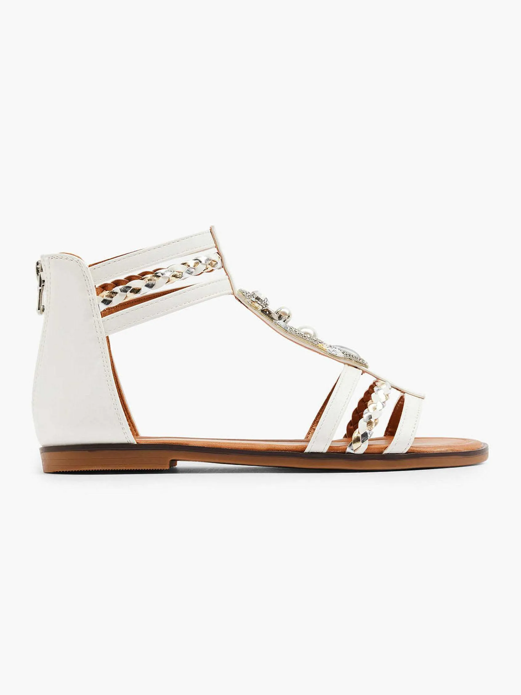Graceland Sandalen-Witte Sandaal Steentjes