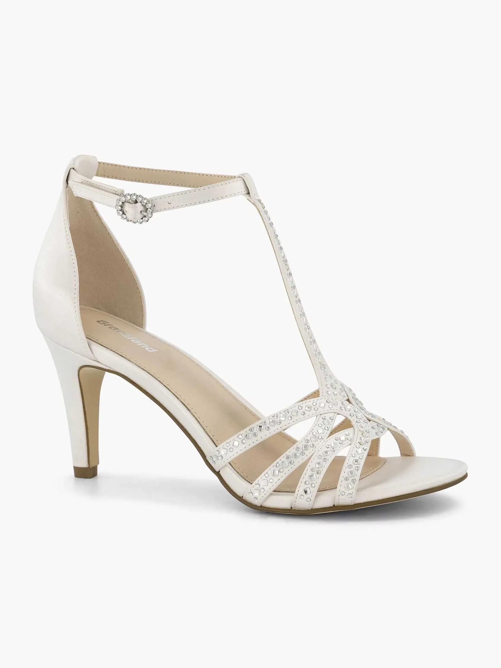 Graceland Hoge Hakken-Witte Sandalette Steentjes