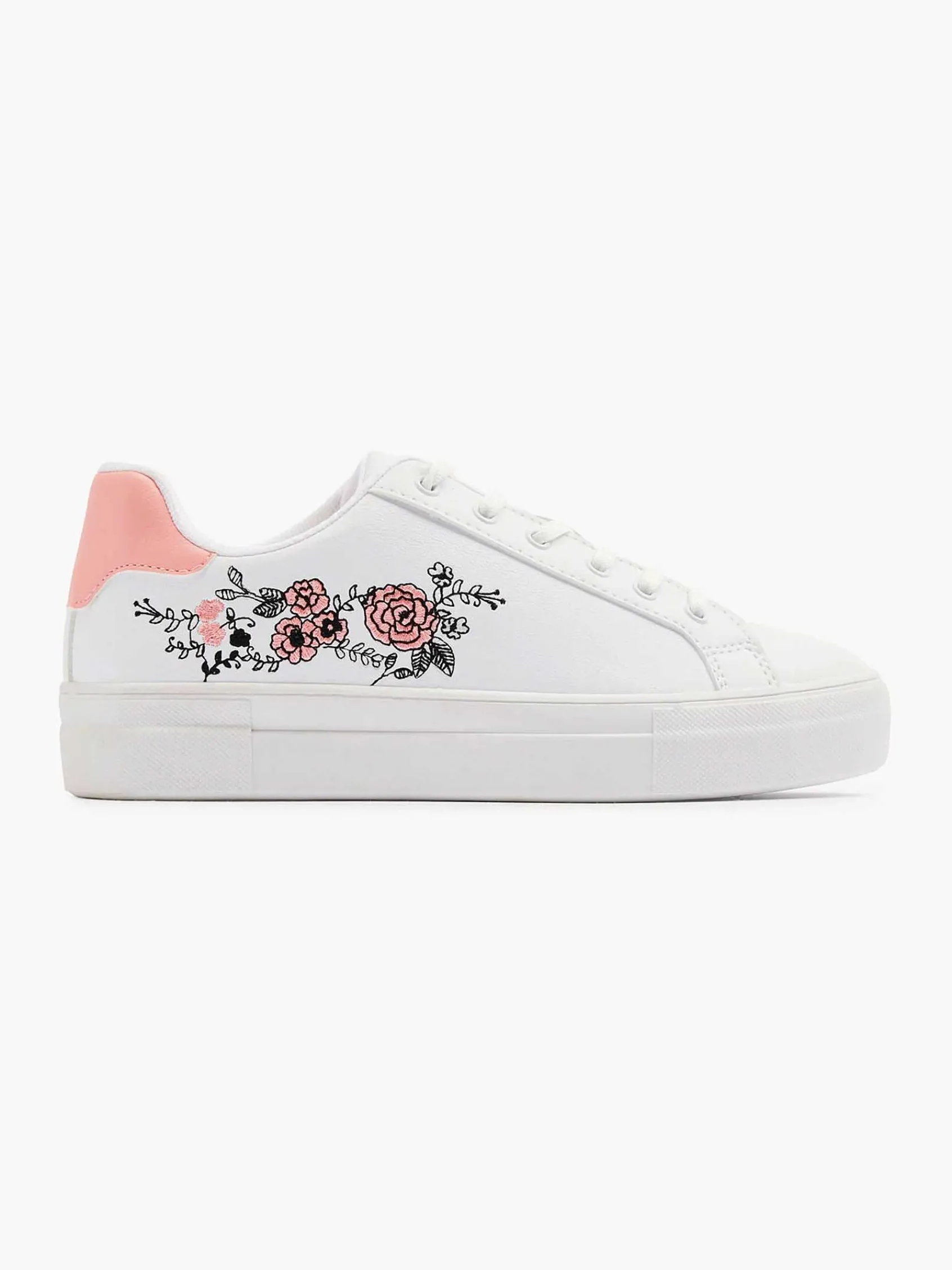 Graceland Sneakers-Witte Sneaker Roze Bloemen