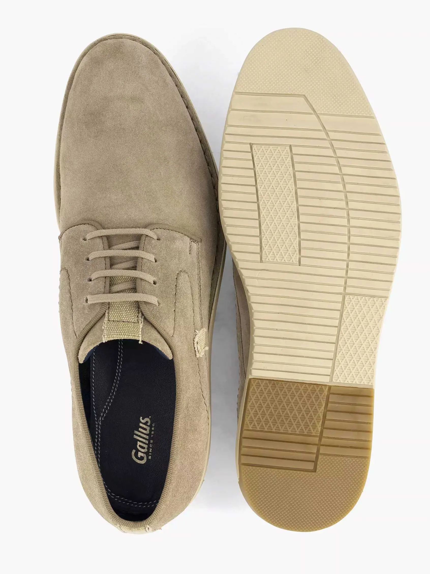 Gallus Geklede Schoenen-Zandkleurige Leren Veterschoen
