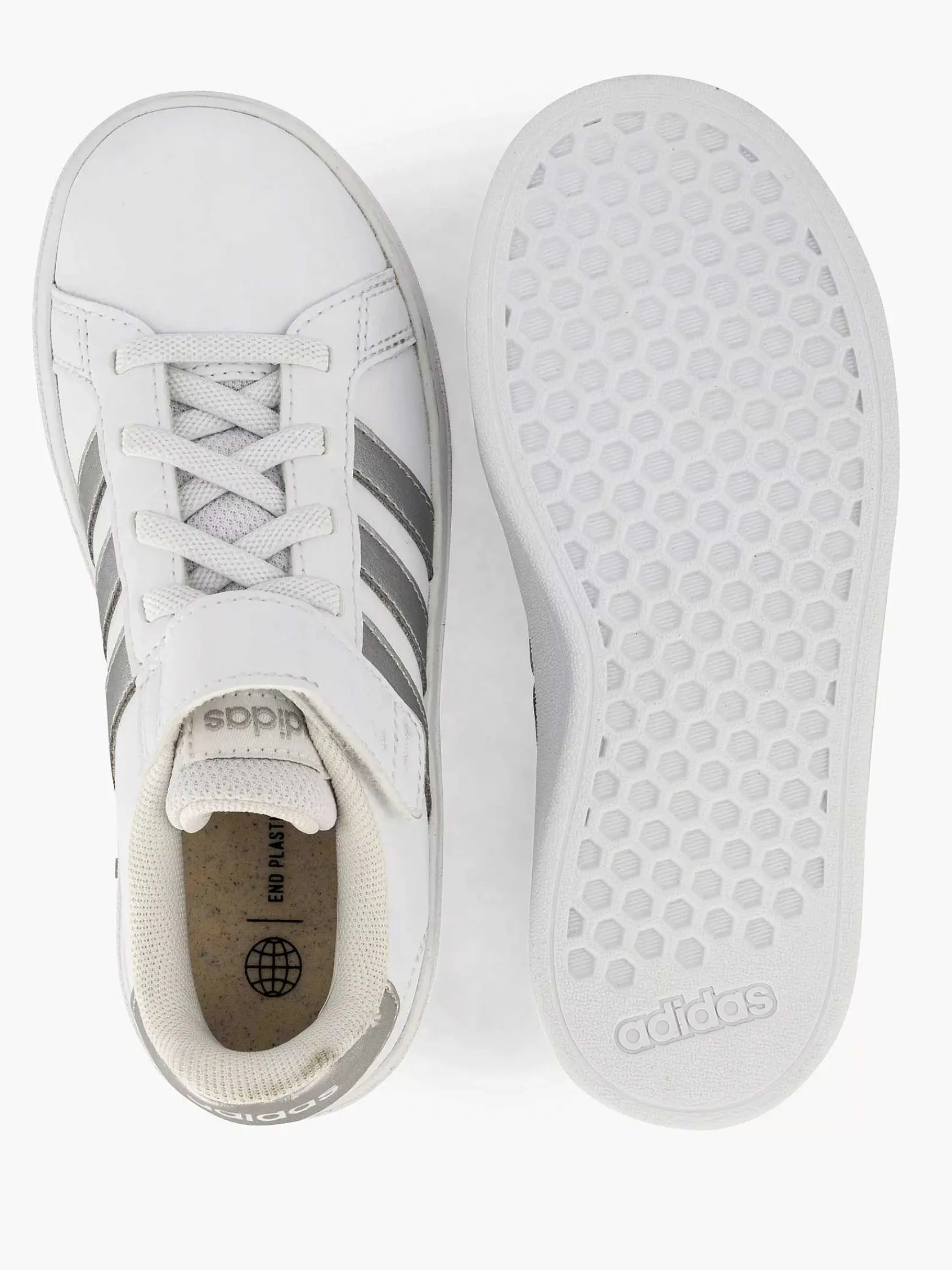 adidas Jongensschoenen-Zilveren Grand Court 2.0 El K