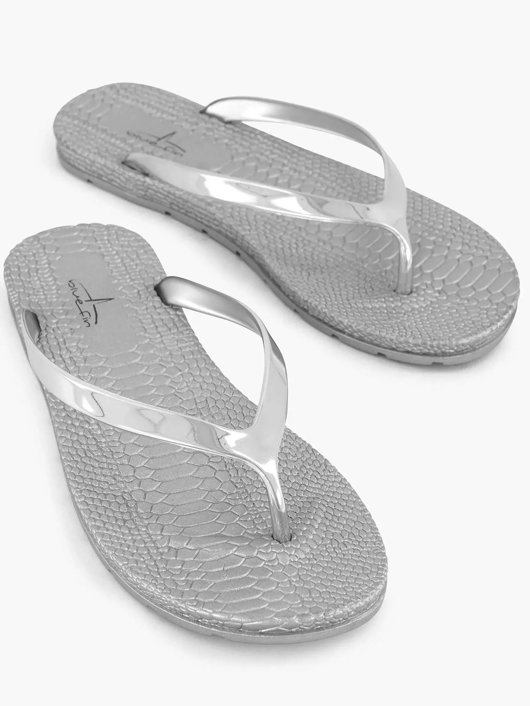 Blue Fin Slippers-Zilveren Teenslipper