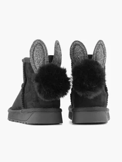 Graceland Babyschoenen-Zwarte Boot Konijn Gevoerd