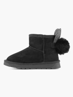Graceland Babyschoenen-Zwarte Boot Konijn Gevoerd