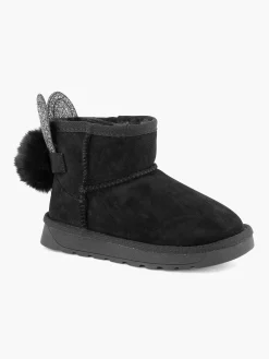 Graceland Babyschoenen-Zwarte Boot Konijn Gevoerd