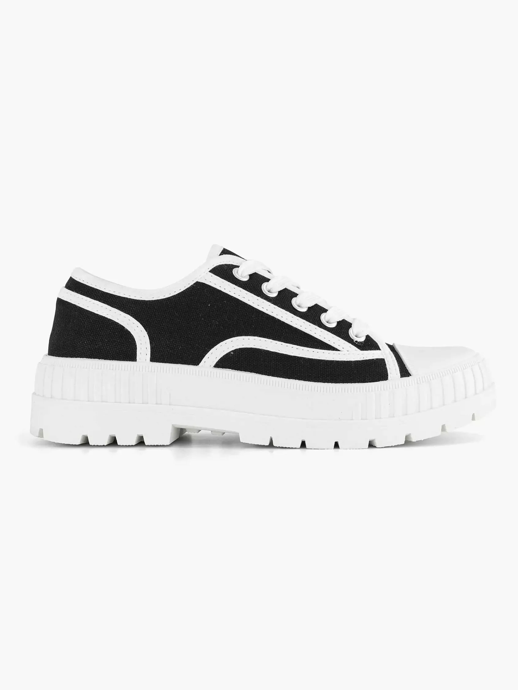 Graceland Sneakers-Zwarte Canvas Chunky Sneaker