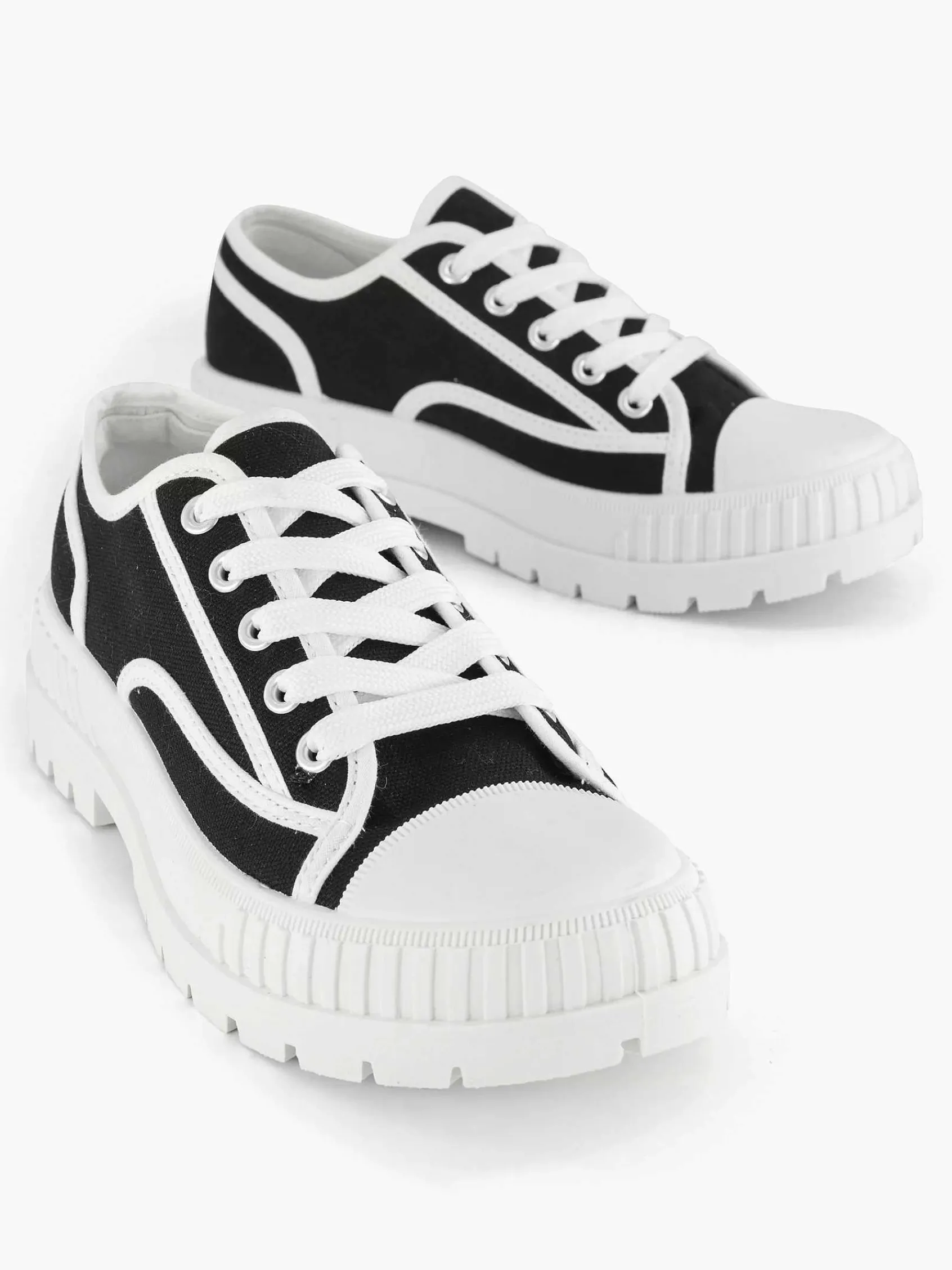 Graceland Sneakers-Zwarte Canvas Chunky Sneaker
