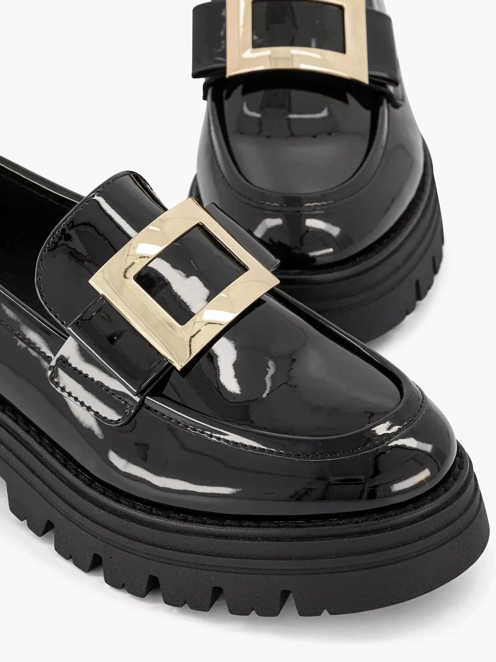 Oxmox Instappers-Zwarte Chunky Loafer Lak