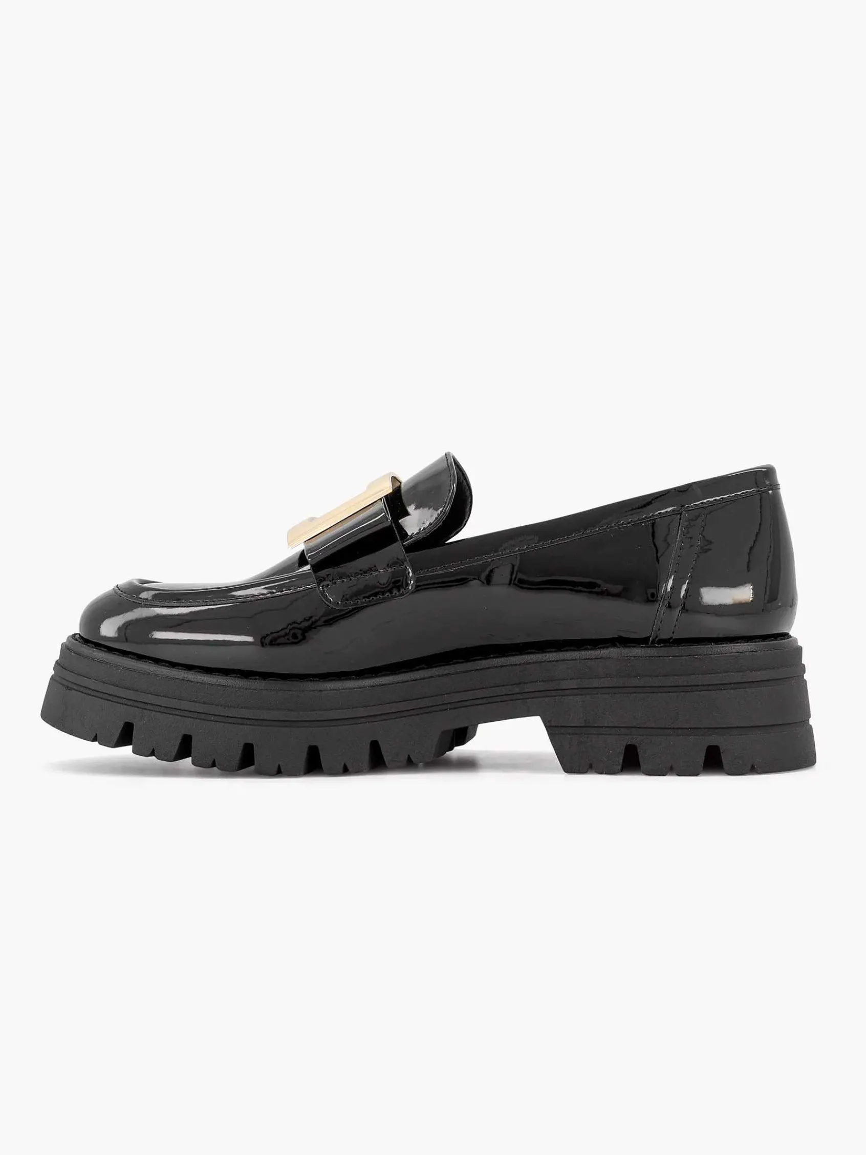 Oxmox Instappers-Zwarte Chunky Loafer Lak
