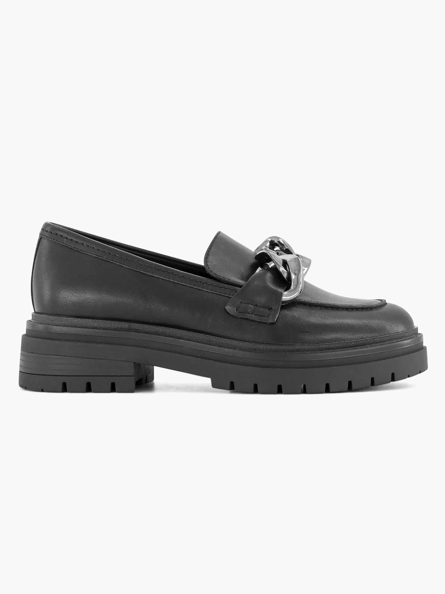 Oxmox Instappers-Zwarte Chunky Loafer Sierketting
