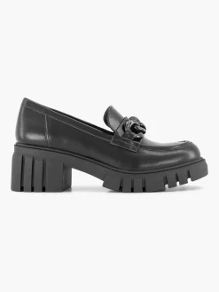 Oxmox Instappers-Zwarte Chunky Loafer Sietketting