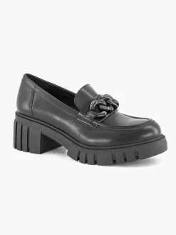 Oxmox Instappers-Zwarte Chunky Loafer Sietketting