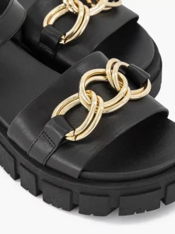 Oxmox Sandalen-Zwarte Chunky Sandaal Sierketting