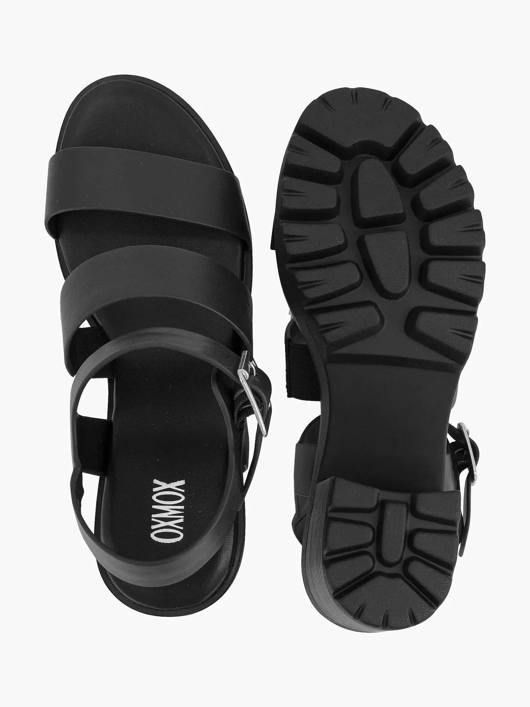 Oxmox Sandalen-Zwarte Chunky Sandalette