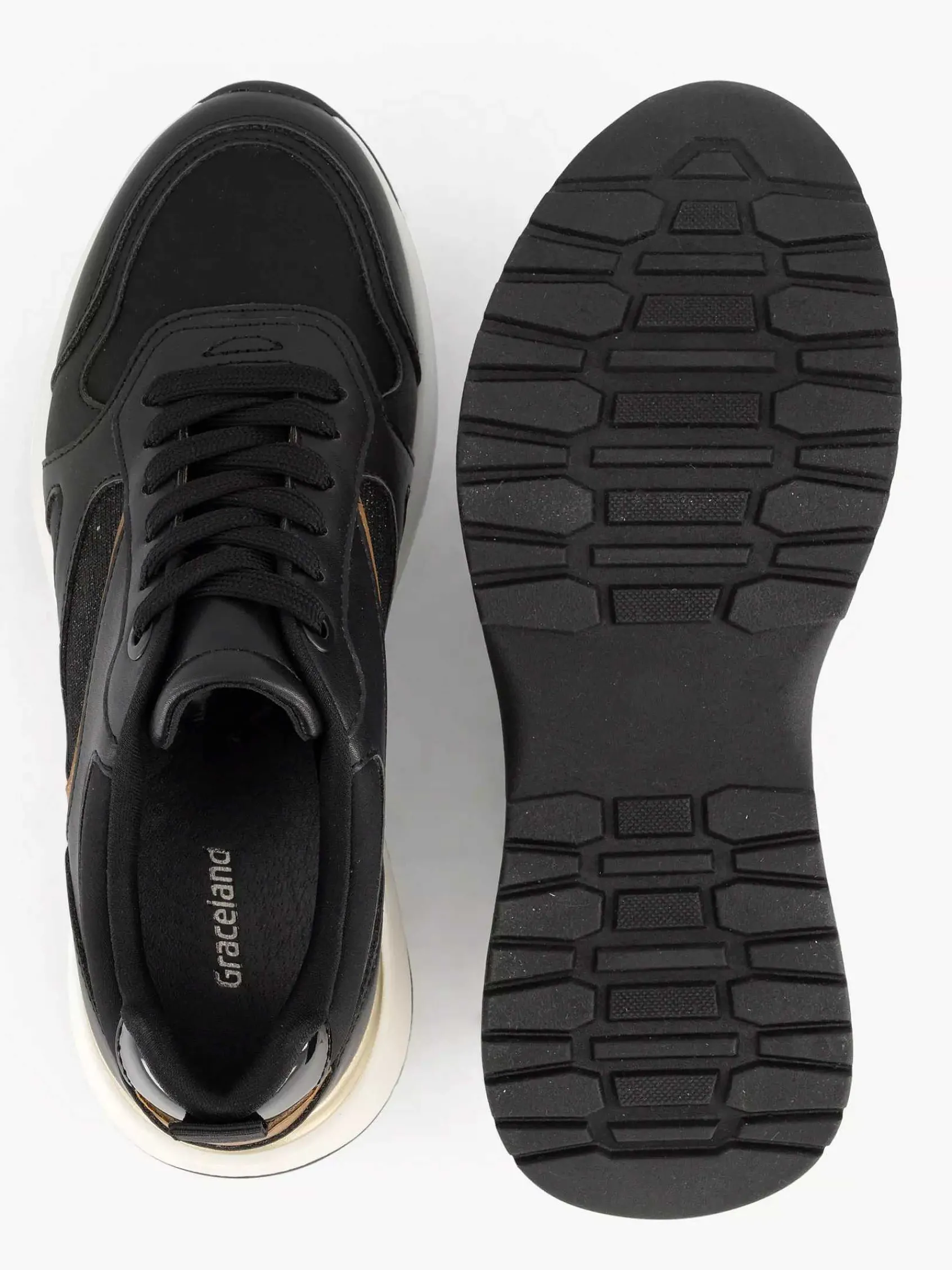 Graceland Sneakers-Zwarte Chunky Sneaker
