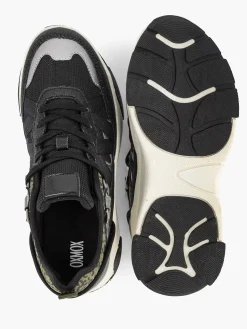 Oxmox Sneakers-Zwarte Chunky Sneaker Panterprint