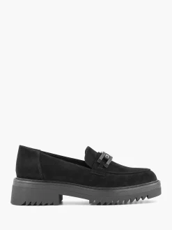 Oxmox Instappers-Zwarte Chuny Loafer Sierketting